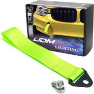 universal fit lime green racing style nylon tow strap for front or rear bumper by ijdmtoy sports logo