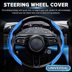 img 3 attached to Cartist Carbon Fiber Steering Wheel Cover For Men Sporty Wheel Protector Anti Skid Soft Leather Universal For 14 15 16 Inch Car Steering Wheel (Blue)