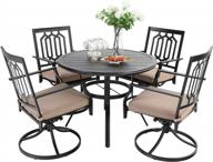 upgrade your outdoor dining experience with the mfstdio 5 piece metal patio set with swivel chairs and umbrella hole logo