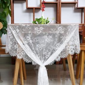 img 1 attached to Vintage White Lace Table Cloth Set Of 10: Rustic Embroidered Table Cover With 60 X 120 Inch Dimensions - Perfect For Weddings And Events