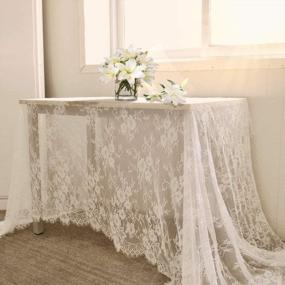 img 4 attached to Vintage White Lace Table Cloth Set Of 10: Rustic Embroidered Table Cover With 60 X 120 Inch Dimensions - Perfect For Weddings And Events