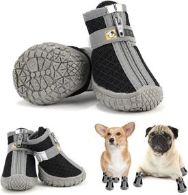 img 4 attached to Kajiewo Dog Boots: Anti-Slip, Breathable & Waterproof 🐾 Shoes for Small Dogs on Hot Pavement - 4PCS