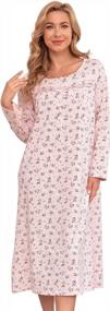 img 4 attached to Bloggerlove Nightgowns For Women Soft Cotton Sleepwear Floral House Dress Short/Long Sleeve Comfy Night Dress For Ladies
