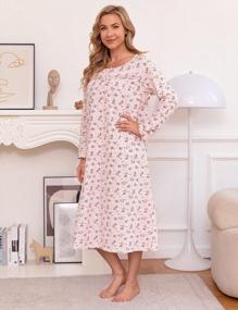 img 3 attached to Bloggerlove Nightgowns For Women Soft Cotton Sleepwear Floral House Dress Short/Long Sleeve Comfy Night Dress For Ladies