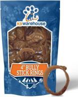 low odor bully sticks rings for dogs - 100% beef, no rawhide -perfect for puppies and small/medium dogs - k9warehouse packed in usa - 6 count logo