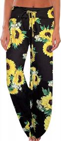 img 4 attached to Women'S Comfy Pajama Palazzo Pants Drawstring Wide Leg Casual Lounge Pants