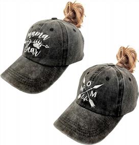 img 4 attached to Stay Fashionable And Comfortable With LOKIDVE'S Mom Life Baseball Cap With Embroidered Mama Bear: Get Your Pack Of 2 Distressed Ponytail Hats Now!