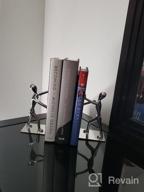 img 1 attached to Heavy Duty Zinc Alloy Bookends, Non-Skid Metal Book Support For Shelves, 7.28 X 6.1 In, Silver review by George Ahmed