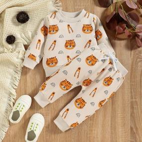 img 1 attached to Cute Cartoon Printed Long Sleeve Sweatsuit For Baby Boys And Girls - Winter/Fall 2 Piece Outfit With Matching Top And Pants