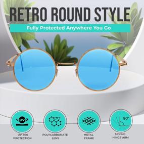 img 2 attached to Small Round Hippie Sunglasses With Colored Lenses By SunnyPro - Retro Style
