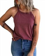 women's summer halter tee shirts sleeveless tank tops crew neck workout cami plain casual logo