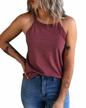 women's summer halter tee shirts sleeveless tank tops crew neck workout cami plain casual logo
