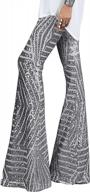 sparkle in style: azokoe sequin bell bottoms - women's high waist wide leg palazzo lounge pants logo