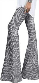 img 4 attached to Sparkle In Style: AZOKOE Sequin Bell Bottoms - Women'S High Waist Wide Leg Palazzo Lounge Pants