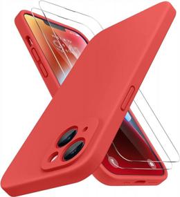 img 4 attached to Enhanced Camera Protection IPhone 14 Case By Miracase - Shockproof Liquid Silicone Case With Microfiber Lining, Coral Red, 6.1 Inch, Includes 2 Screen Protectors