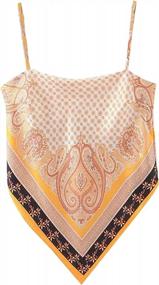 img 4 attached to Women'S Paisley Print Handkerchief Cami Crop Top With Tie Back And French Knot Detail, Spaghetti Straps And Bandana Tube Design By Arjungo