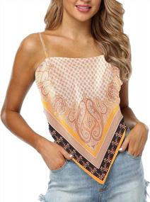 img 3 attached to Women'S Paisley Print Handkerchief Cami Crop Top With Tie Back And French Knot Detail, Spaghetti Straps And Bandana Tube Design By Arjungo