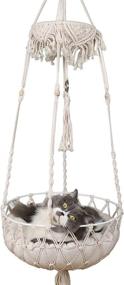 img 4 attached to Boho-style Macrame Cat Swing Wall Shelves with Cushioned Seat and Hanging Kit - Perfect for Large Indoor Cats