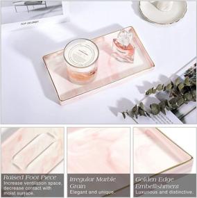 img 2 attached to Emibele Ceramic Vanity Tray, Marble Decor Tray Bathtub Toilet Tank, Vanity Bathroom Tray Organizer Jewelry Storage Dresser Tray For Candle,Jewelry,Lotion Bottle,Perfume, Cosmetics, Small Size, Pink