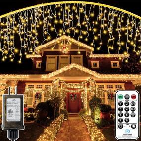 img 4 attached to Christmas Icicle Lights Outdoor 33FT 400LED Outdoor Waterproof Holiday Decorations Lights With Remote Control, 8 Modes, Outside Christmas Lights For House, Porch, Eave, Garden Wall Decor (Warm White)
