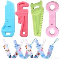 cokomono 4-piece baby teething toys gift set for babies 3-6 months | teethers & pacifier clips | chew toys for 6-12 months | molar teether | bpa-free silicone logo