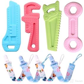 img 4 attached to Cokomono 4-Piece Baby Teething Toys Gift Set for Babies 3-6 Months | Teethers & Pacifier Clips | Chew Toys for 6-12 Months | Molar Teether | BPA-Free Silicone
