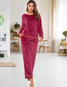 img 3 attached to Velour Tracksuit Set For Women - Sykooria Flannel Pajama Fleece Joggers Outfits For Maximum Comfort