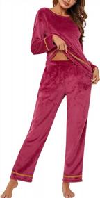 img 2 attached to Velour Tracksuit Set For Women - Sykooria Flannel Pajama Fleece Joggers Outfits For Maximum Comfort