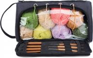 🧶 pacmaxi dark gray lightweight yarn storage bag: portable organizer for knitting, crochet, and cotton yarns with holes logo