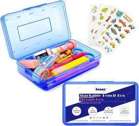 img 4 attached to Keep Your Stationary Organized With Sooez Plastic Pencil Box - Stackable Pencil Case With Stickers