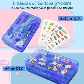 img 3 attached to Keep Your Stationary Organized With Sooez Plastic Pencil Box - Stackable Pencil Case With Stickers
