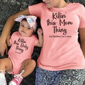 img 2 attached to 👩 Mama and Mini: Matching Casual Short Sleeve Mother's Day Shirt for Mommy and Newborn Baby Girl - Onesie Romper Combo