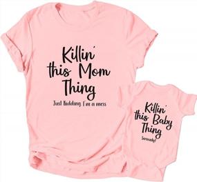 img 4 attached to 👩 Mama and Mini: Matching Casual Short Sleeve Mother's Day Shirt for Mommy and Newborn Baby Girl - Onesie Romper Combo