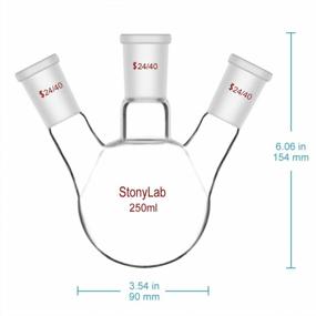 img 3 attached to StonyLab Glass 250Ml Heavy Wall 3 Neck Round Bottom Flask RBF, With 24/40 Center And Side Standard Taper Outer Joint – 250Ml