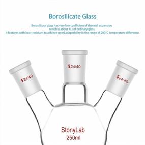 img 2 attached to StonyLab Glass 250Ml Heavy Wall 3 Neck Round Bottom Flask RBF, With 24/40 Center And Side Standard Taper Outer Joint – 250Ml