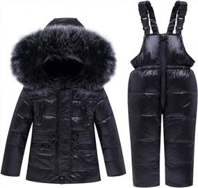 img 4 attached to Stay Warm And Stylish In CARETOO Baby Snowsuit - 2Pcs Winter Down Coats And Snow Ski Bib Pants Outfits Set