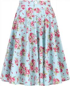 img 2 attached to Vintage Midi Skirt For Women - Berry Cherry Floral Print With Polka Dot Swing And Pleated Design, Knee-Length A-Line Skater Skirt Of The 50S