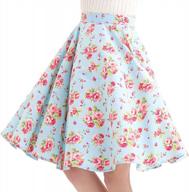 vintage midi skirt for women - berry cherry floral print with polka dot swing and pleated design, knee-length a-line skater skirt of the 50s logo