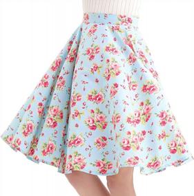 img 4 attached to Vintage Midi Skirt For Women - Berry Cherry Floral Print With Polka Dot Swing And Pleated Design, Knee-Length A-Line Skater Skirt Of The 50S