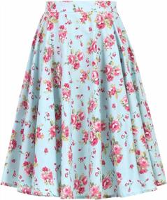 img 3 attached to Vintage Midi Skirt For Women - Berry Cherry Floral Print With Polka Dot Swing And Pleated Design, Knee-Length A-Line Skater Skirt Of The 50S