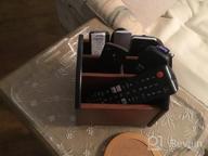 img 1 attached to MaxGear Wooden Remote Control Holder: 4 Compartment Desk Organizer For Table review by Cassie Young