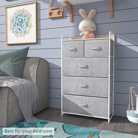 img 2 attached to YITAHOME Fabric Dresser: 5-Drawer Storage Tower With Large Capacity For Bedroom, Living Room & Closets In Light Grey