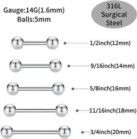 img 3 attached to 5 пар 14G кольца для сосков из хирургической стали для женщин и мужчин 12 мм-20 мм