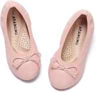 👯 stylish and comfortable adamumu ballerina elastic school shoes for toddler girls' uniforms logo