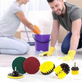 img 2 attached to Smileme 4 Piece Drill Brush Power Scrubber Cleaning Brush Set for Grout, Floor, Tub, Shower, Tile, Bathroom and Kitchen Surface - Yellow