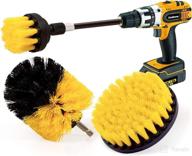 smileme 4 piece drill brush power scrubber cleaning brush set for grout, floor, tub, shower, tile, bathroom and kitchen surface - yellow logo