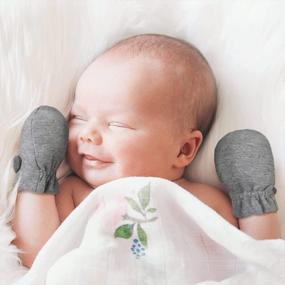 img 2 attached to Newborn Baby No Scratch Mittens: 100% Cotton Breathable, Adjustable Gloves For Boys & Girls