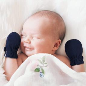 img 1 attached to Newborn Baby No Scratch Mittens: 100% Cotton Breathable, Adjustable Gloves For Boys & Girls