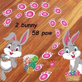 img 4 attached to 🐰 CCINEE 60 Pieces Easter Bunny Footprint Stickers: Floor Decorations for Home Party Egg Hunt Game Supplies