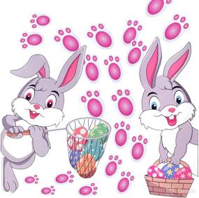 img 2 attached to 🐰 CCINEE 60 Pieces Easter Bunny Footprint Stickers: Floor Decorations for Home Party Egg Hunt Game Supplies